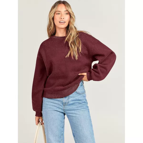 imageANRABESS Womens Long Sleeve Sweatshirt Casual Crewneck Loose Fit Pullover Hoodie Fleece Fall TopsRed