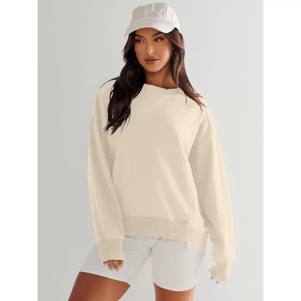 imageANRABESS Womens Long Sleeve Sweatshirt Crewneck Casual Cropped Pullover Top 2023 Winter Trendy ClothesApricot