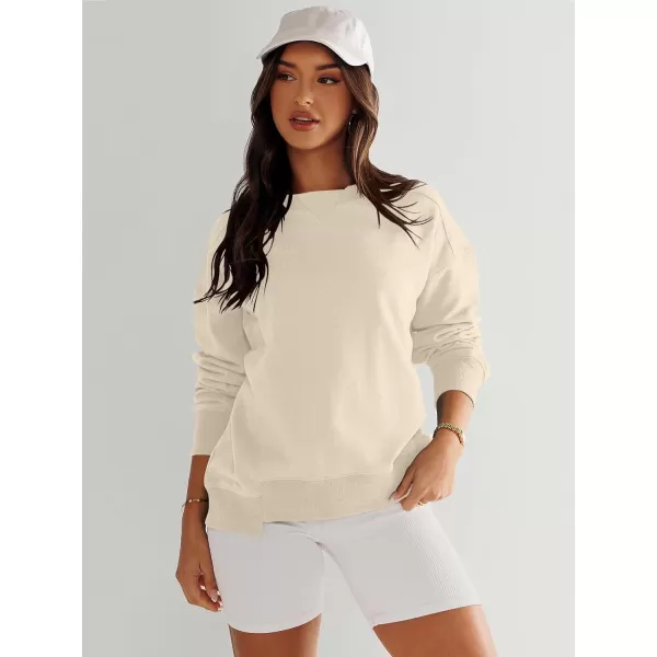 imageANRABESS Womens Long Sleeve Sweatshirt Crewneck Casual Cropped Pullover Top 2023 Winter Trendy ClothesApricot