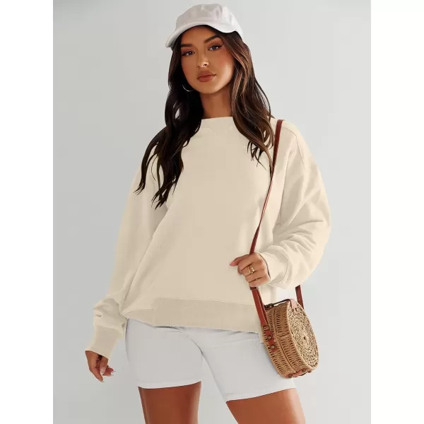 imageANRABESS Womens Long Sleeve Sweatshirt Crewneck Casual Cropped Pullover Top 2023 Winter Trendy ClothesApricot
