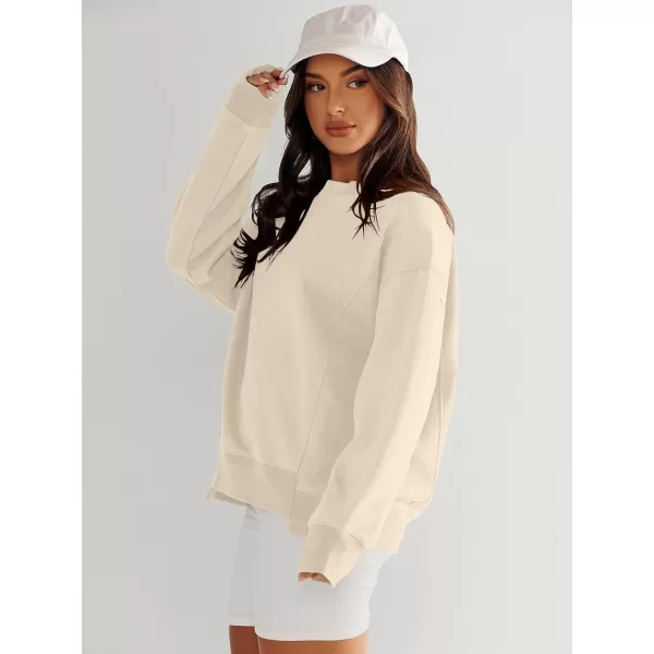 imageANRABESS Womens Long Sleeve Sweatshirt Crewneck Casual Cropped Pullover Top 2023 Winter Trendy ClothesApricot