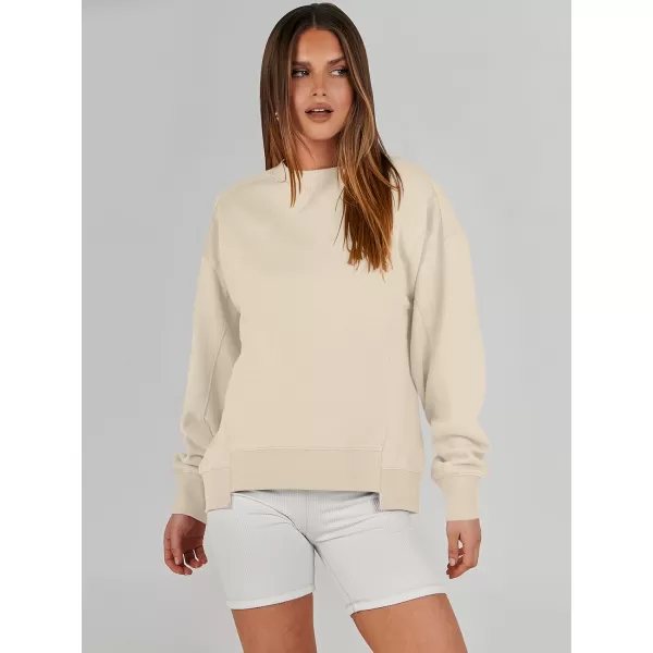 imageANRABESS Womens Long Sleeve Sweatshirt Crewneck Casual Cropped Pullover Top 2023 Winter Trendy ClothesApricot