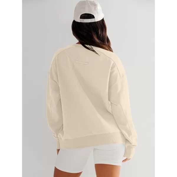 imageANRABESS Womens Long Sleeve Sweatshirt Crewneck Casual Cropped Pullover Top 2023 Winter Trendy ClothesApricot
