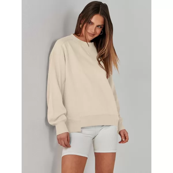 imageANRABESS Womens Long Sleeve Sweatshirt Crewneck Casual Cropped Pullover Top 2023 Winter Trendy ClothesApricot