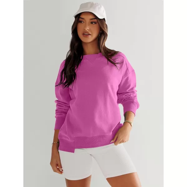 imageANRABESS Womens Long Sleeve Sweatshirt Crewneck Casual Cropped Pullover Top 2023 Winter Trendy ClothesHot Pink