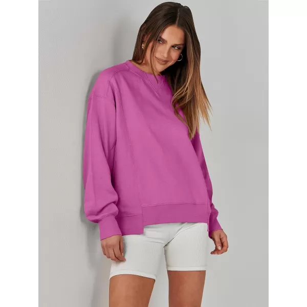 imageANRABESS Womens Long Sleeve Sweatshirt Crewneck Casual Cropped Pullover Top 2023 Winter Trendy ClothesHot Pink