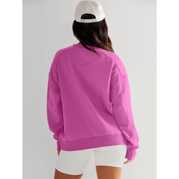imageANRABESS Womens Long Sleeve Sweatshirt Crewneck Casual Cropped Pullover Top 2023 Winter Trendy ClothesHot Pink