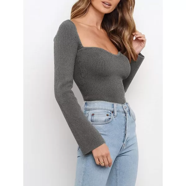 imageANRABESS Womens Long Sleeve Sweetheart Neck Stretch Ribbed Knit Slim Fit Crop Sweater Top 657anhuahuiXL GrayANRABESS Womens Long Sleeve Sweetheart Neck Stretch Ribbed Knit Slim Fit Crop Sweater Top 657anhuahuiXL Gray