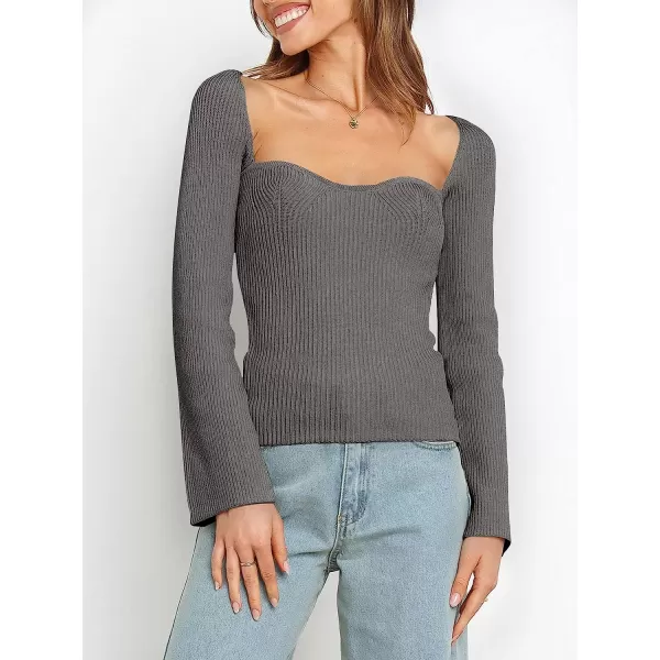 imageANRABESS Womens Long Sleeve Sweetheart Neck Stretch Ribbed Knit Slim Fit Crop Sweater Top 657anhuahuiXL GrayANRABESS Womens Long Sleeve Sweetheart Neck Stretch Ribbed Knit Slim Fit Crop Sweater Top 657anhuahuiXL Gray