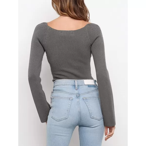 imageANRABESS Womens Long Sleeve Sweetheart Neck Stretch Ribbed Knit Slim Fit Crop Sweater Top 657anhuahuiXL GrayANRABESS Womens Long Sleeve Sweetheart Neck Stretch Ribbed Knit Slim Fit Crop Sweater Top 657anhuahuiXL Gray