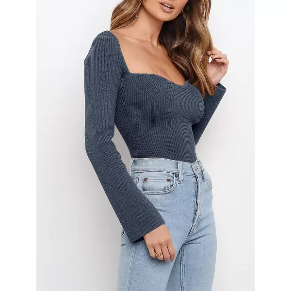 imageANRABESS Womens Long Sleeve Sweetheart Neck Stretch Ribbed Knit Slim Fit Crop Sweater Top 657dianlanS Navy BlueANRABESS Womens Long Sleeve Sweetheart Neck Stretch Ribbed Knit Slim Fit Crop Sweater Top 657dianlanS Navy Blue