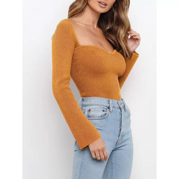 imageANRABESS Womens Long Sleeve Sweetheart Neck Stretch Ribbed Knit Slim Fit Crop Sweater Top 657yumihuangS YellowANRABESS Womens Long Sleeve Sweetheart Neck Stretch Ribbed Knit Slim Fit Crop Sweater Top 657yumihuangS Yellow