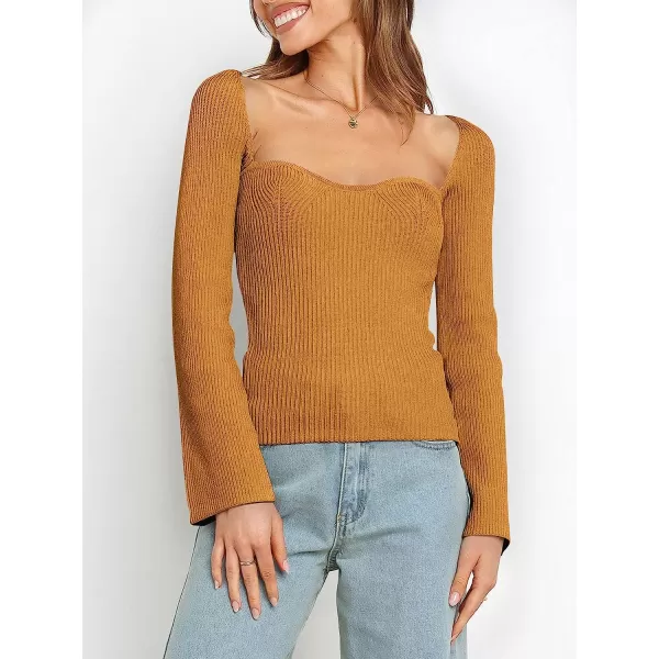 imageANRABESS Womens Long Sleeve Sweetheart Neck Stretch Ribbed Knit Slim Fit Crop Sweater Top 657yumihuangS YellowANRABESS Womens Long Sleeve Sweetheart Neck Stretch Ribbed Knit Slim Fit Crop Sweater Top 657yumihuangS Yellow