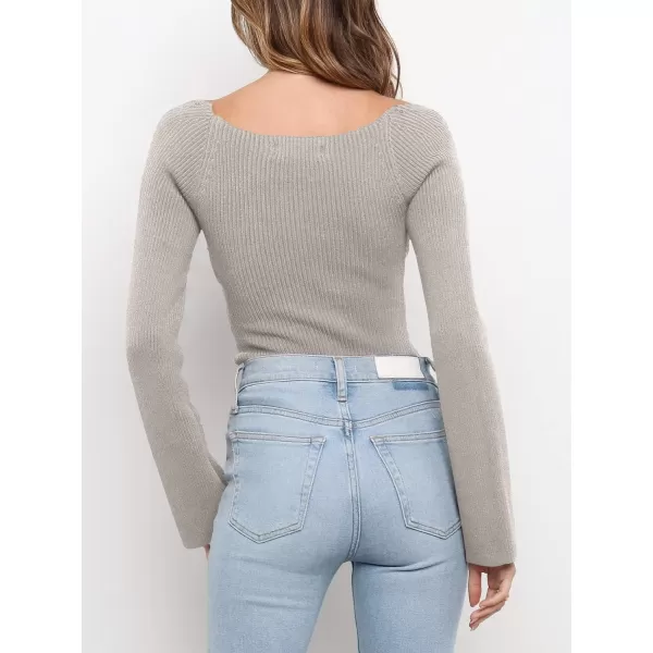 imageANRABESS Womens Long Sleeve Sweetheart Neck Sweater Stretch Ribbed Knit Slim Fit Solid Crop Pullover TopsLight Gray