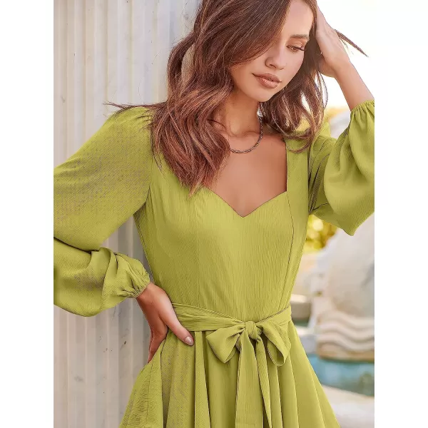 imageANRABESS Womens Long Sleeve Sweetheart Neck Waist Tie Doulbe Layer Ruffle Mini Dress Flowy Tiered Short DressLight Pink