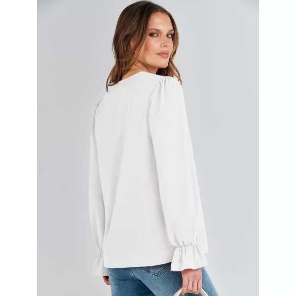imageANRABESS Womens Long Sleeve Tops Dressy Casual Loose Lace Trim V Neck Boho Blouse Shirt Fall Fashion 2023 Trendy ShirtsWhite