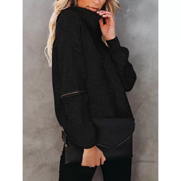 imageANRABESS Womens Long Sleeve Turtleneck Chunky Knit Loose Oversized Sweater Pullover Jumper Tops01black