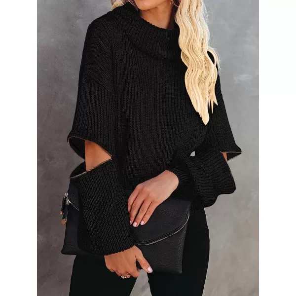 imageANRABESS Womens Long Sleeve Turtleneck Chunky Knit Loose Oversized Sweater Pullover Jumper Tops01black