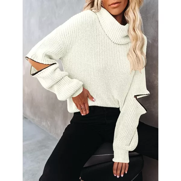 imageANRABESS Womens Long Sleeve Turtleneck Chunky Knit Loose Oversized Sweater Pullover Jumper Tops02white