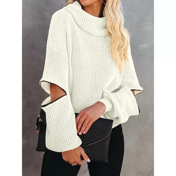 imageANRABESS Womens Long Sleeve Turtleneck Chunky Knit Loose Oversized Sweater Pullover Jumper Tops02white
