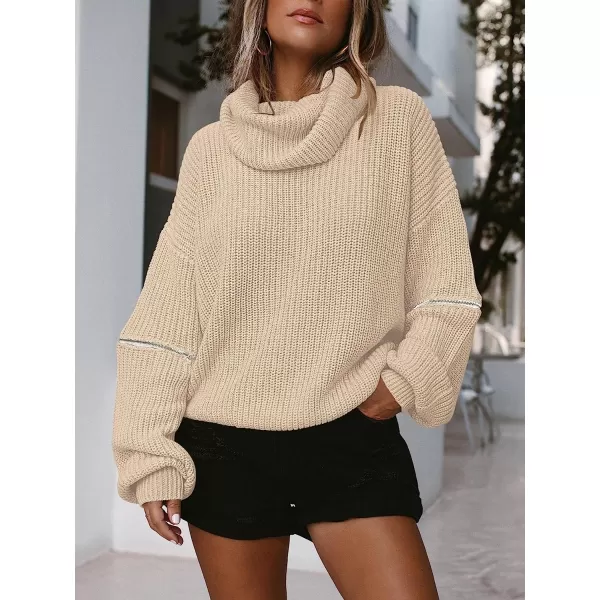 imageANRABESS Womens Long Sleeve Turtleneck Chunky Knit Loose Oversized Sweater Pullover Jumper Tops04apricot