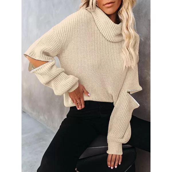 imageANRABESS Womens Long Sleeve Turtleneck Chunky Knit Loose Oversized Sweater Pullover Jumper Tops04apricot