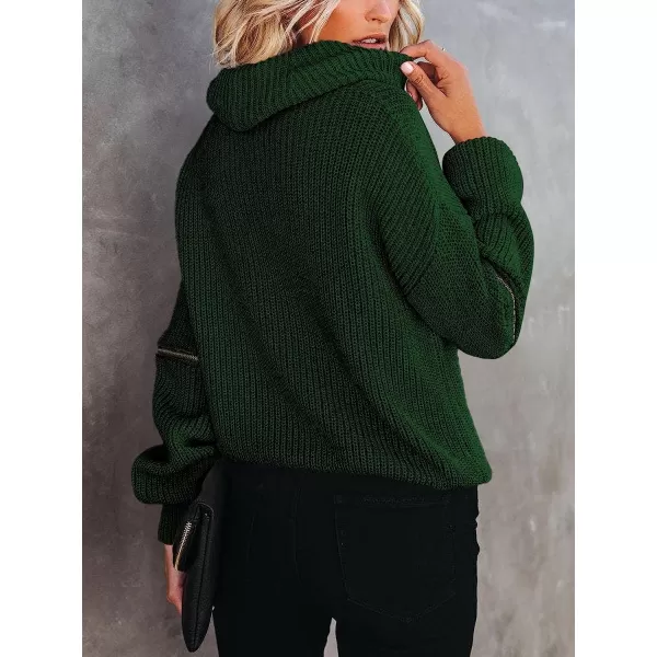 imageANRABESS Womens Long Sleeve Turtleneck Chunky Knit Loose Oversized Sweater Pullover Jumper Tops06deep Green