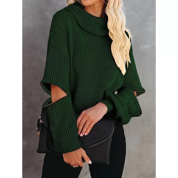 imageANRABESS Womens Long Sleeve Turtleneck Chunky Knit Loose Oversized Sweater Pullover Jumper Tops06deep Green