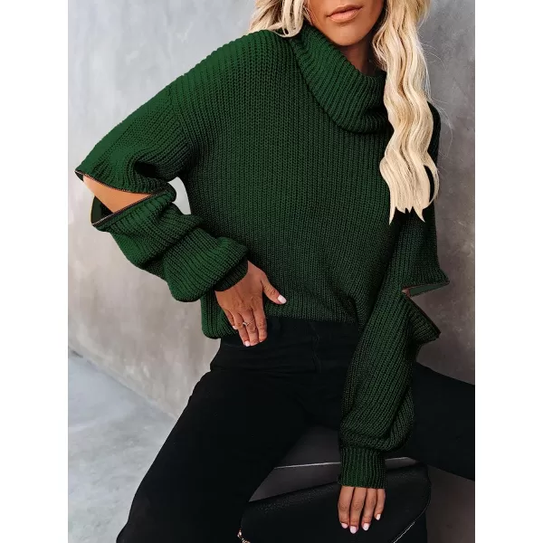 imageANRABESS Womens Long Sleeve Turtleneck Chunky Knit Loose Oversized Sweater Pullover Jumper Tops06deep Green