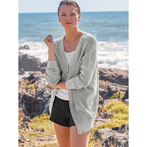 imageANRABESS Womens Long Sleeve Waffle Knit Sweater Button Down Open Front Casual Cardigan amp Detached Turtleneck02 Gray