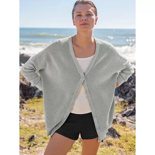 imageANRABESS Womens Long Sleeve Waffle Knit Sweater Button Down Open Front Casual Cardigan amp Detached Turtleneck02 Gray