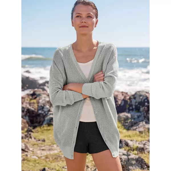 imageANRABESS Womens Long Sleeve Waffle Knit Sweater Button Down Open Front Casual Cardigan amp Detached Turtleneck02 Gray