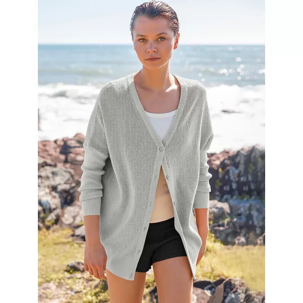 imageANRABESS Womens Long Sleeve Waffle Knit Sweater Button Down Open Front Casual Cardigan amp Detached Turtleneck02 Gray