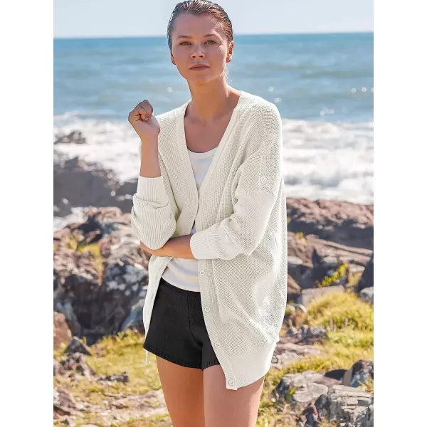 imageANRABESS Womens Long Sleeve Waffle Knit Sweater Button Down Open Front Casual Cardigan amp Detached Turtleneck02 White