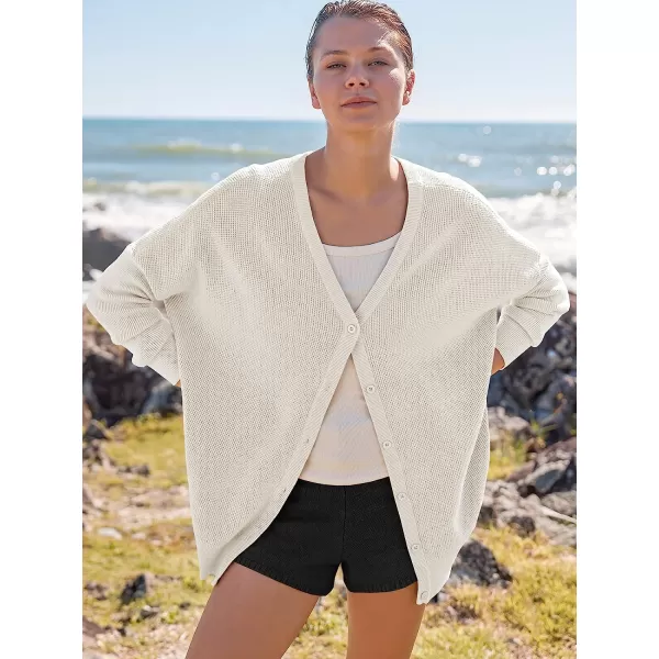 imageANRABESS Womens Long Sleeve Waffle Knit Sweater Button Down Open Front Casual Cardigan amp Detached Turtleneck02 White
