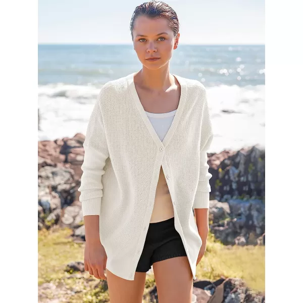imageANRABESS Womens Long Sleeve Waffle Knit Sweater Button Down Open Front Casual Cardigan amp Detached Turtleneck02 White