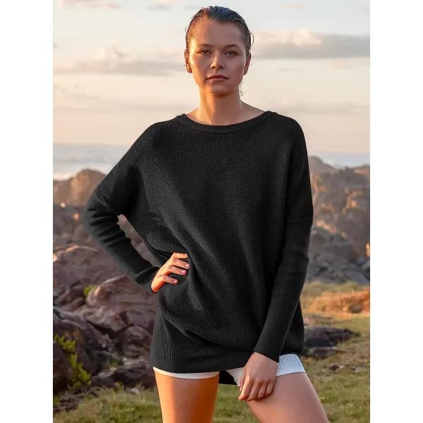 imageANRABESS Womens Long Sleeve Waffle Knit Sweater Button Down Open Front Casual Cardigan amp Detached TurtleneckBlack