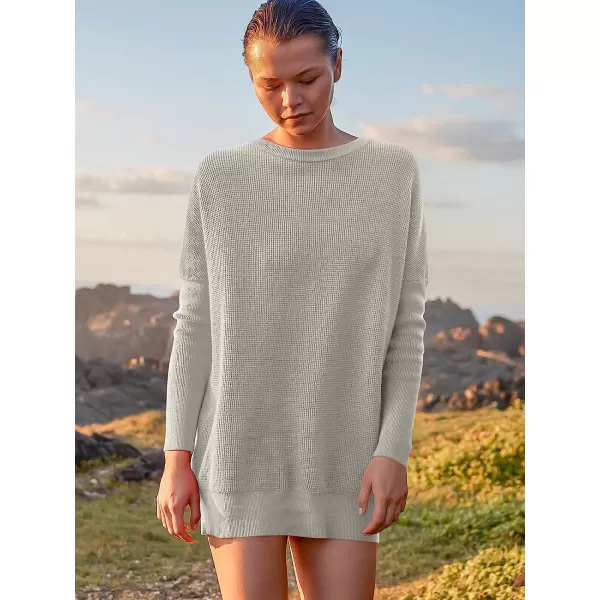 imageANRABESS Womens Long Sleeve Waffle Knit Sweater Button Down Open Front Casual Cardigan amp Detached TurtleneckGray