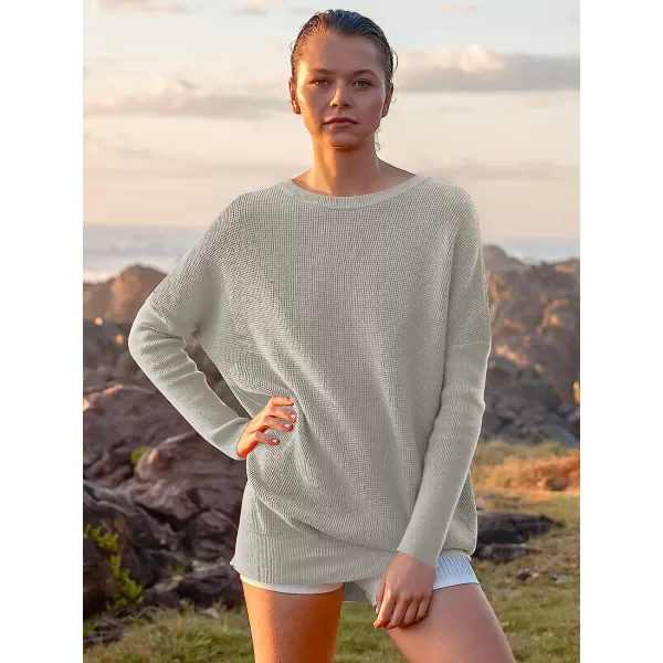 imageANRABESS Womens Long Sleeve Waffle Knit Sweater Button Down Open Front Casual Cardigan amp Detached TurtleneckGray