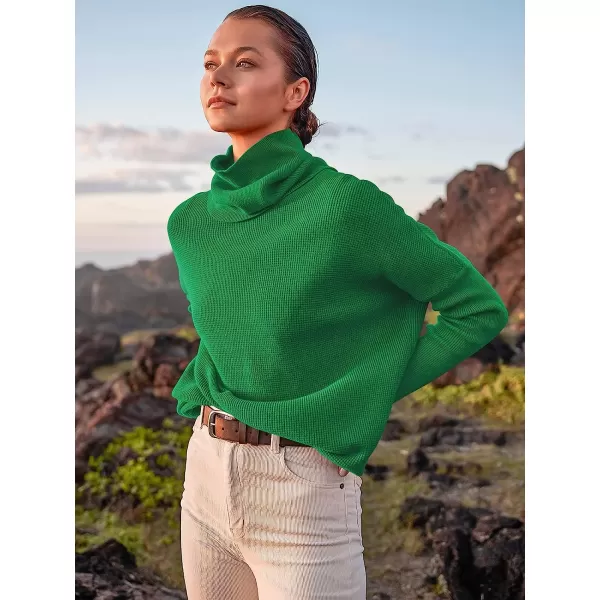imageANRABESS Womens Long Sleeve Waffle Knit Sweater Button Down Open Front Casual Cardigan amp Detached TurtleneckGreen
