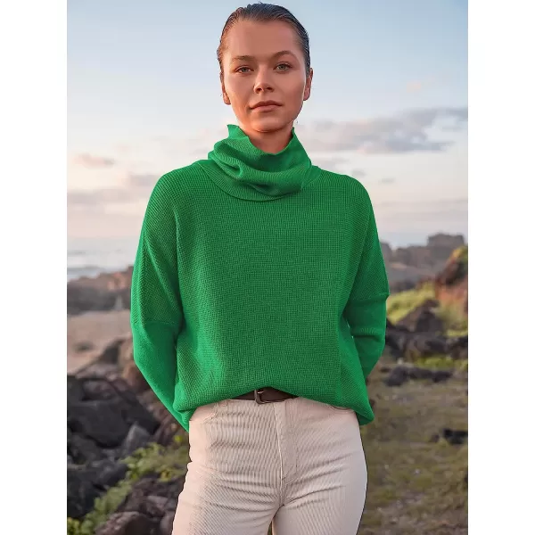 imageANRABESS Womens Long Sleeve Waffle Knit Sweater Button Down Open Front Casual Cardigan amp Detached TurtleneckGreen