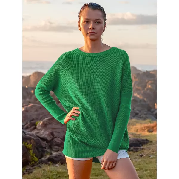 imageANRABESS Womens Long Sleeve Waffle Knit Sweater Button Down Open Front Casual Cardigan amp Detached TurtleneckGreen