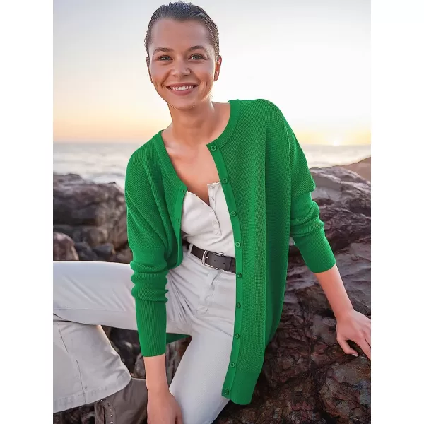 imageANRABESS Womens Long Sleeve Waffle Knit Sweater Button Down Open Front Casual Cardigan amp Detached TurtleneckGreen