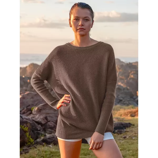 imageANRABESS Womens Long Sleeve Waffle Knit Sweater Button Down Open Front Casual Cardigan amp Detached TurtleneckMutmeg