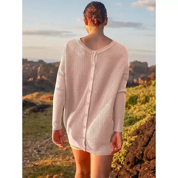 imageANRABESS Womens Long Sleeve Waffle Knit Sweater Button Down Open Front Casual Cardigan amp Detached TurtleneckPink