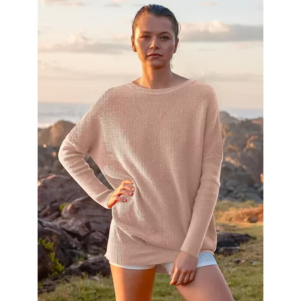 imageANRABESS Womens Long Sleeve Waffle Knit Sweater Button Down Open Front Casual Cardigan amp Detached TurtleneckPink