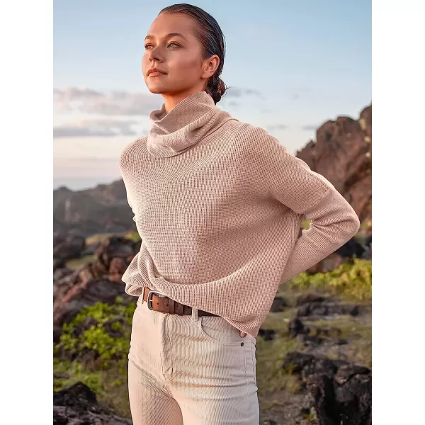 imageANRABESS Womens Long Sleeve Waffle Knit Sweater Button Down Open Front Casual Cardigan amp Detached TurtleneckPink