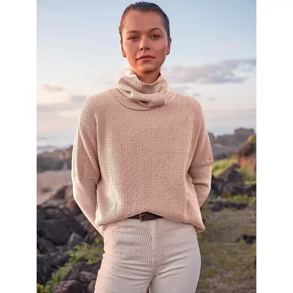 imageANRABESS Womens Long Sleeve Waffle Knit Sweater Button Down Open Front Casual Cardigan amp Detached TurtleneckPink