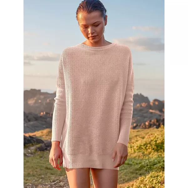 imageANRABESS Womens Long Sleeve Waffle Knit Sweater Button Down Open Front Casual Cardigan amp Detached TurtleneckPink
