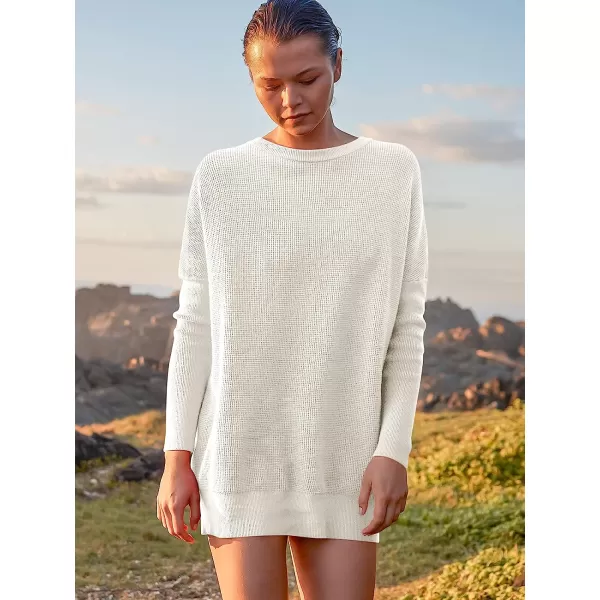 imageANRABESS Womens Long Sleeve Waffle Knit Sweater Button Down Open Front Casual Cardigan amp Detached TurtleneckWhite